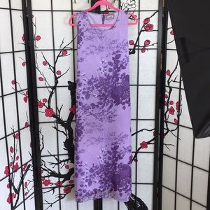 Shear fully lined sleeveless purple maxi dress